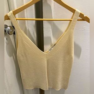Zara knit cream v-neck tank, NWT